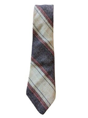 Vintage Wool Neck Tie 1960s 1970s Retro Academia Scholar Preppy Canada Striped